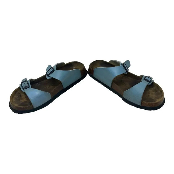 Betula Original Birkenstock 240 Light Blue Leather‎ Slide Sandals Size 37 US 6 - Picture 5 of 7
